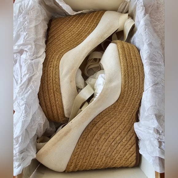 Christian Louboutin Cream Wedge Espadrilles - Picture 13 of 15
